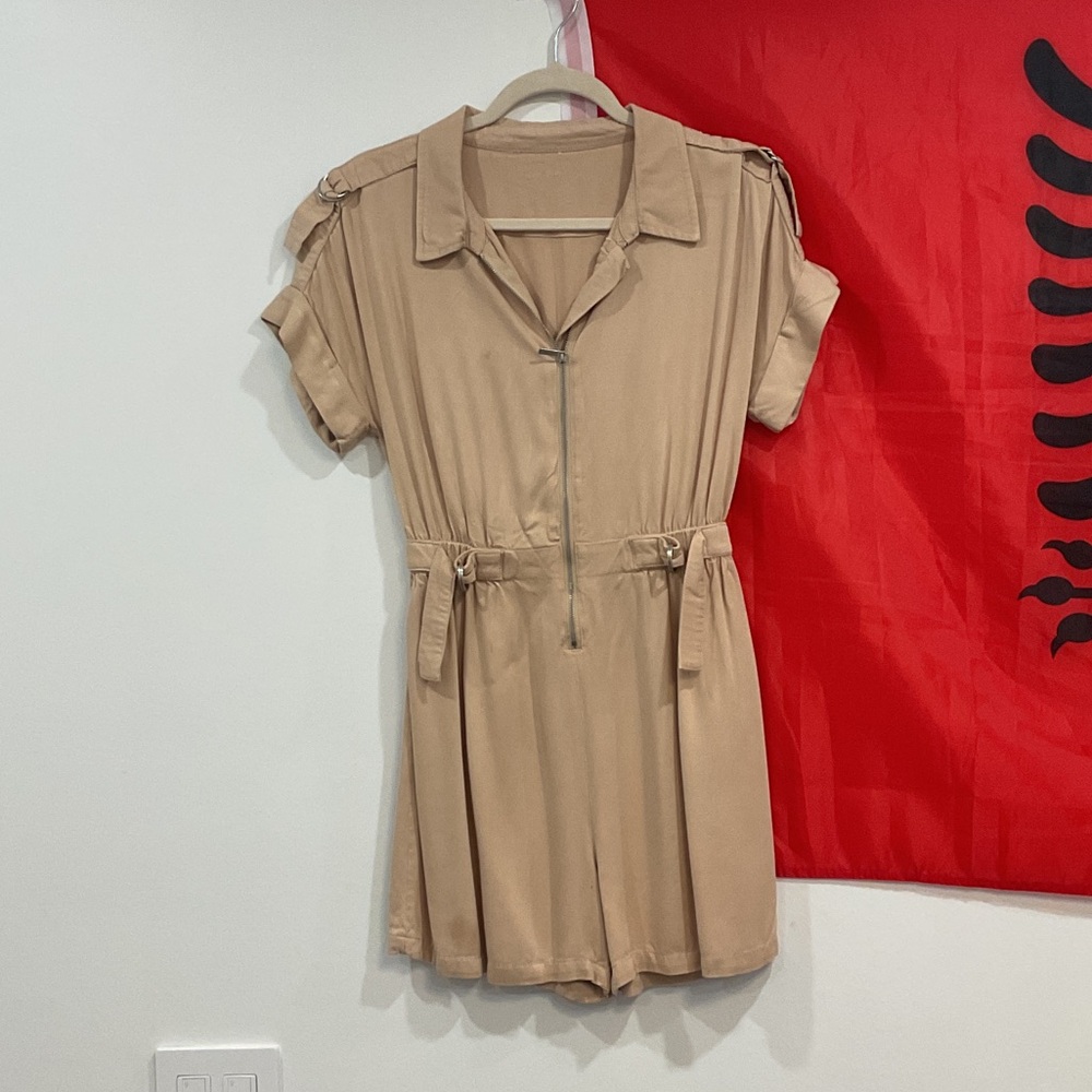Habitual Tan Short Sleeve Jumpsuit